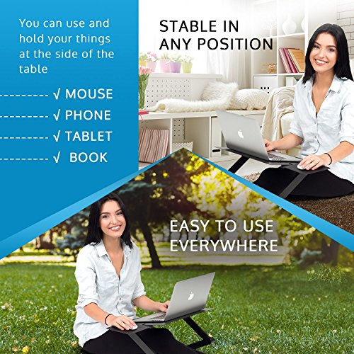 Executive Office Solutions FBA_EOS1 Portable Adjustable Aluminum Laptop Desk/Stand/Table Vented W/Cpu Fans Mouse Pad Side Mount-Notebook-Macbook-Light Weight Ergonomic Tv Bed Lap Tray Stand Up/Sitting-Black thumb #7