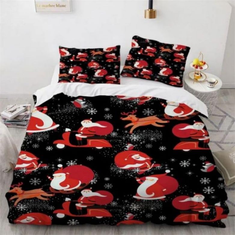 Housse de couette 220x240 Joyeux Noël avec 2 taies d'oreiller 65x65 en microfibre