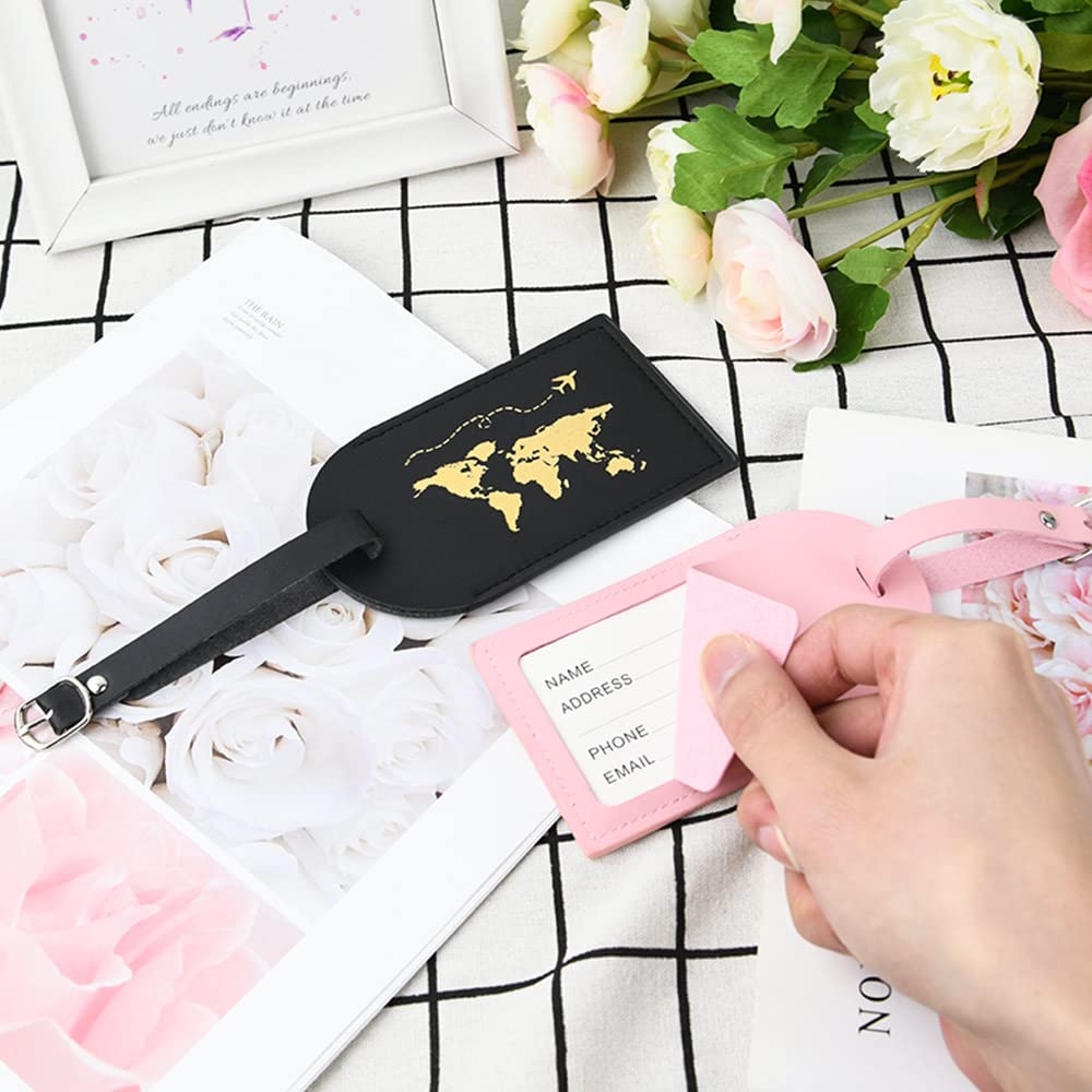 2 stuks gepersonaliseerde bagagelabels met initialen, kofferlabels van PU- leer, reislabels voor vrouwen en meisjes (S