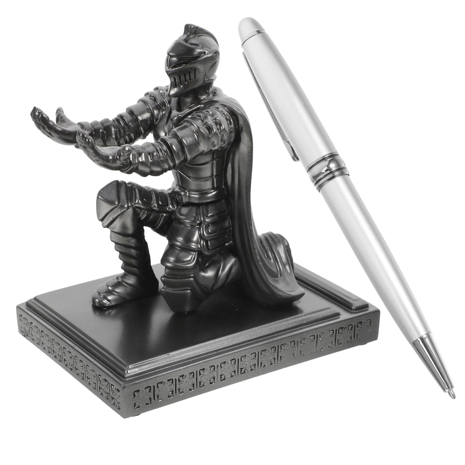 jojofuny Portapenne Statua Cavaliere Scultura in Resina Per Scrivania Decorazione Per Ufficio Portapenne Singolo Cavaliere