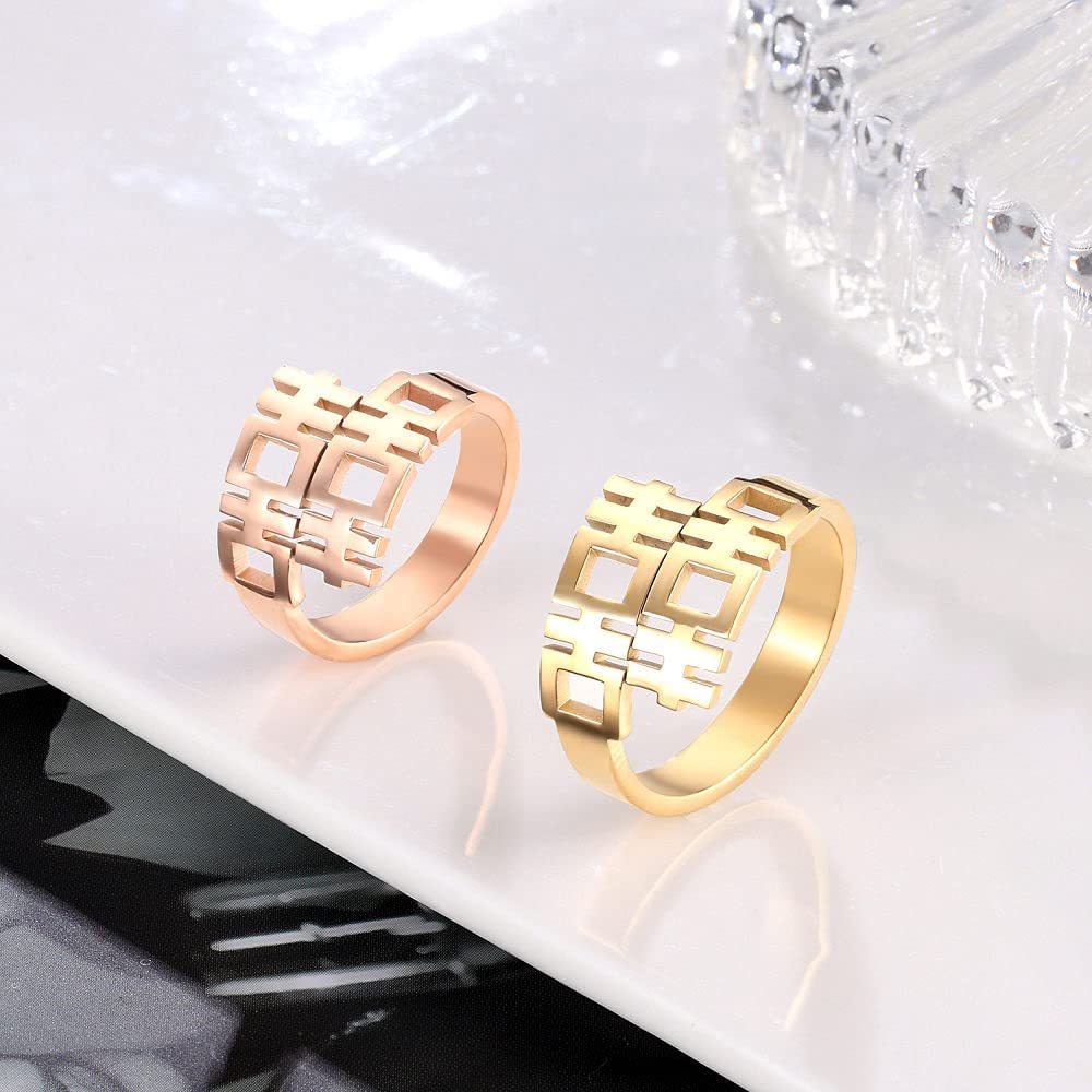 Frauen chinesischer offener Fingerring - Vintage Double Happiness Charakter Daumenring, Luxation Paar Schwanzring, einzigartig für Sich/Selbst