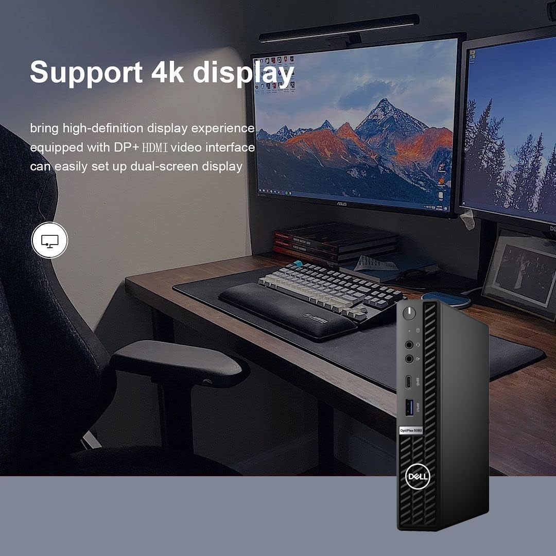 Dell Optiplex 5080 Mini Ordinateur de Bureau, Intel Core i5-10500T, 8 Go de RAM, SSD de 256 Go, Bluetooth, Wi-FI, Clavier QWERTY Américain, Windows 11 Pro (Reconditionné)