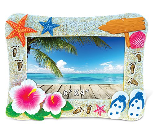 Puzzled Resin “Summer Beach” Picture Frame, 6 x 4 Inch Sculptural Photo Holder Intricate & Meticulous Detailing Art Handcrafted Tabletop Accent Accessory Puzzled Resin “Summer Beach” Picture Frame, 6 x 4 Inch Sculptural Photo Holder Intricate & Meticulous Detailing Art Handcrafted Tabletop Accent Accessory