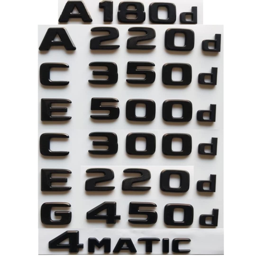Black Badge Emblems for Mercedes Benz A180d A220d A250d C200d C220d C300d C250d E350d E400d E220d E200d G350d G500d S550d 4MATIC (C 200d,Matte Black)