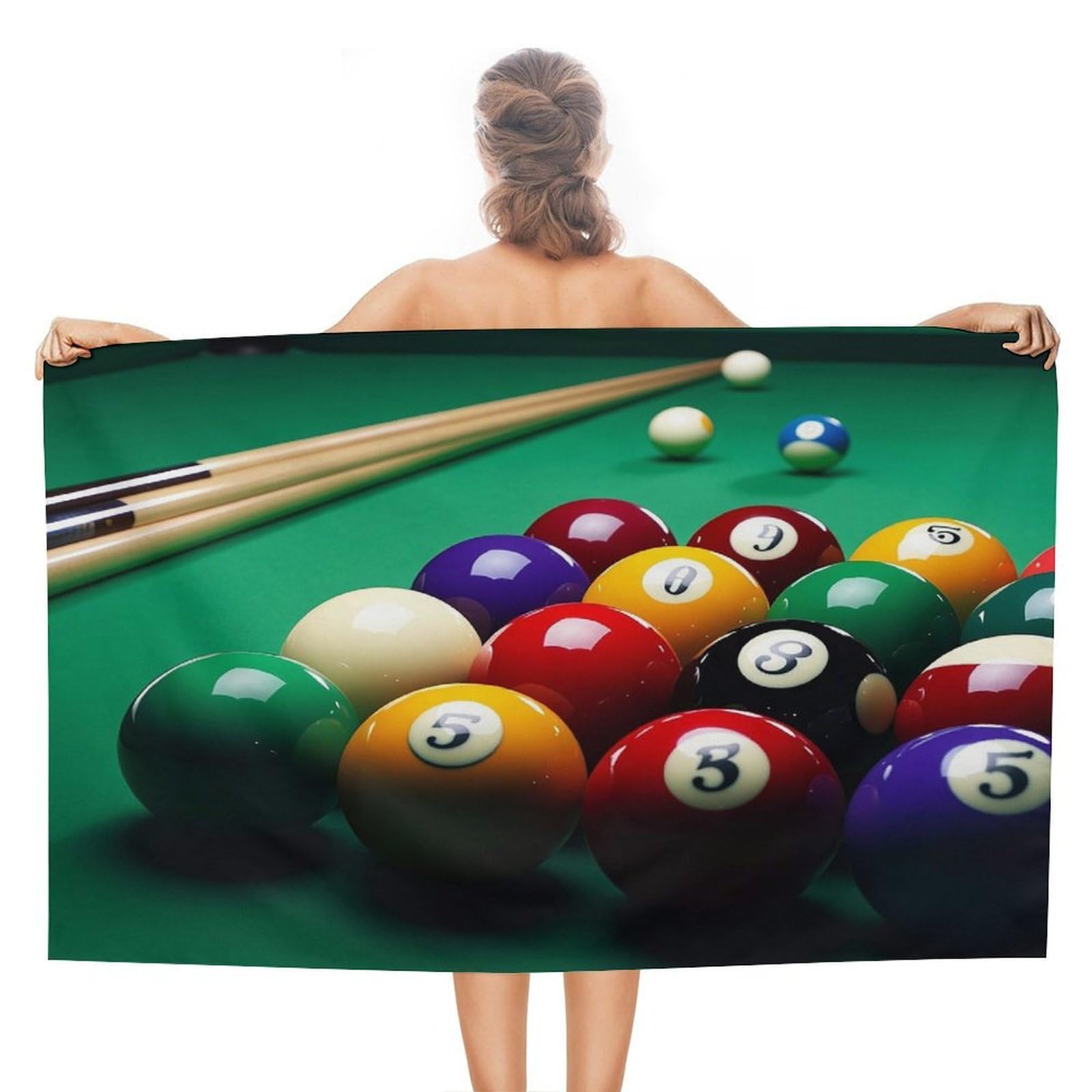 VstaDank Billiards Bath Towel Stylish Double-Faced Pile Travel Towel Soft Absorbent Beach Towel for Pool Swim Sports Camping Adults Gift 51X31 Inch