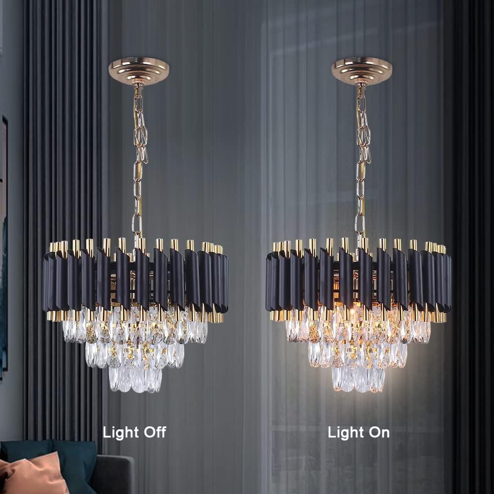 Gold Crystal Chandelier - Remote Control & Color Changing -4