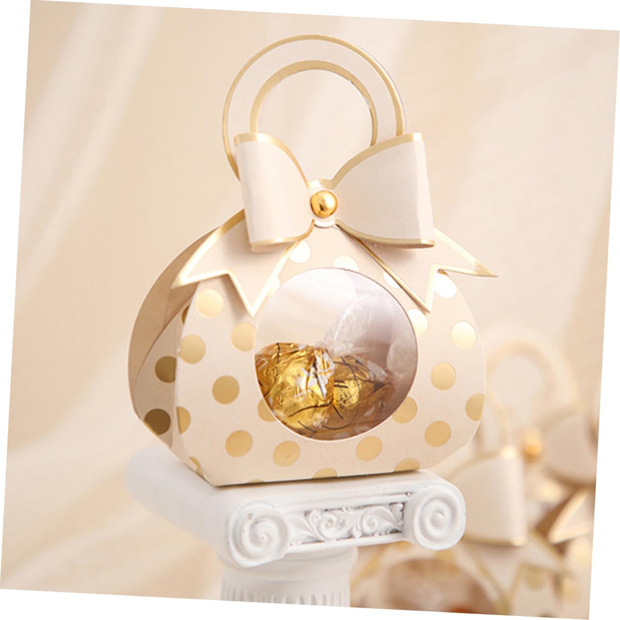 TOYANDONA 50 Stück Geschenkkarton aus Papier mit Griff und Sichtfenster Süßigkeitenaufbewahrungsbox für Hochzeit und Bankett Leichter und Kreativer Stil mit Schöner Schleife