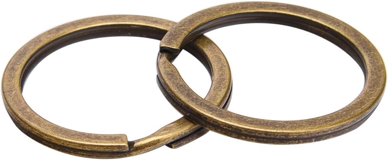 Sunmns 24 Pack Flat Key Rings Metal Split Ring for Home Car Keys Organizations, Jewelry Making, 1 Inch (Bronze)