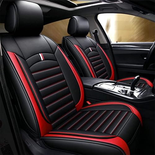 Miniatura 3 de Maimeilong Luxury Leather Car Seat Covers Fit for Sandero Stepway Waterproof and Wearable Car Seat Protector Compatible with Airbag Black Red
