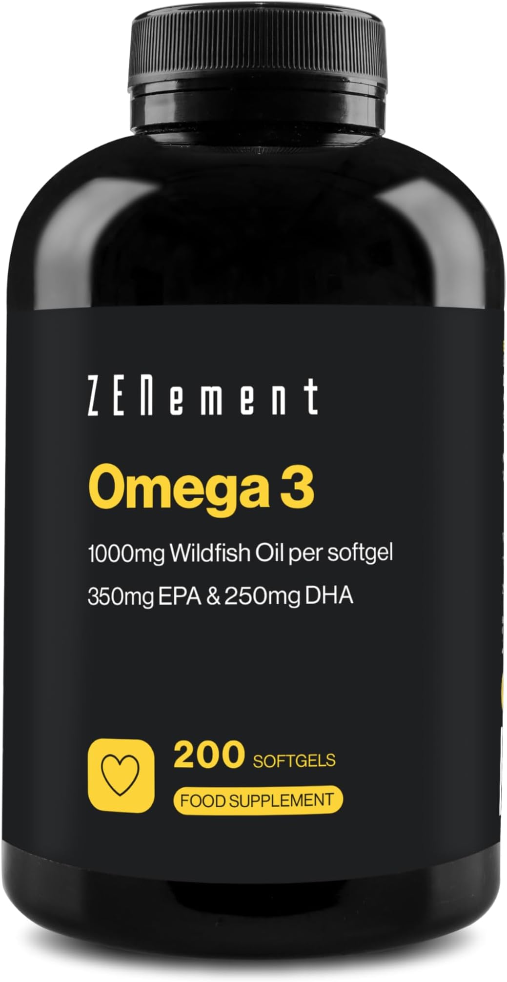 Omega 3-2000 mg (EPA 700 mg & DHA 500 mg) per Daily dose (2 softgels) - Maintains Normal Triglyceride Levels - with Natural Vitamin E antioxidant - Zenement