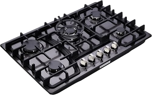 Miniatura 10 de Estufa de gas de 30 pulgadas, vidrio templado, 5 quemadores, placa de gas de combustible doble, estufa de gas GLPG, tapa de gas convertible