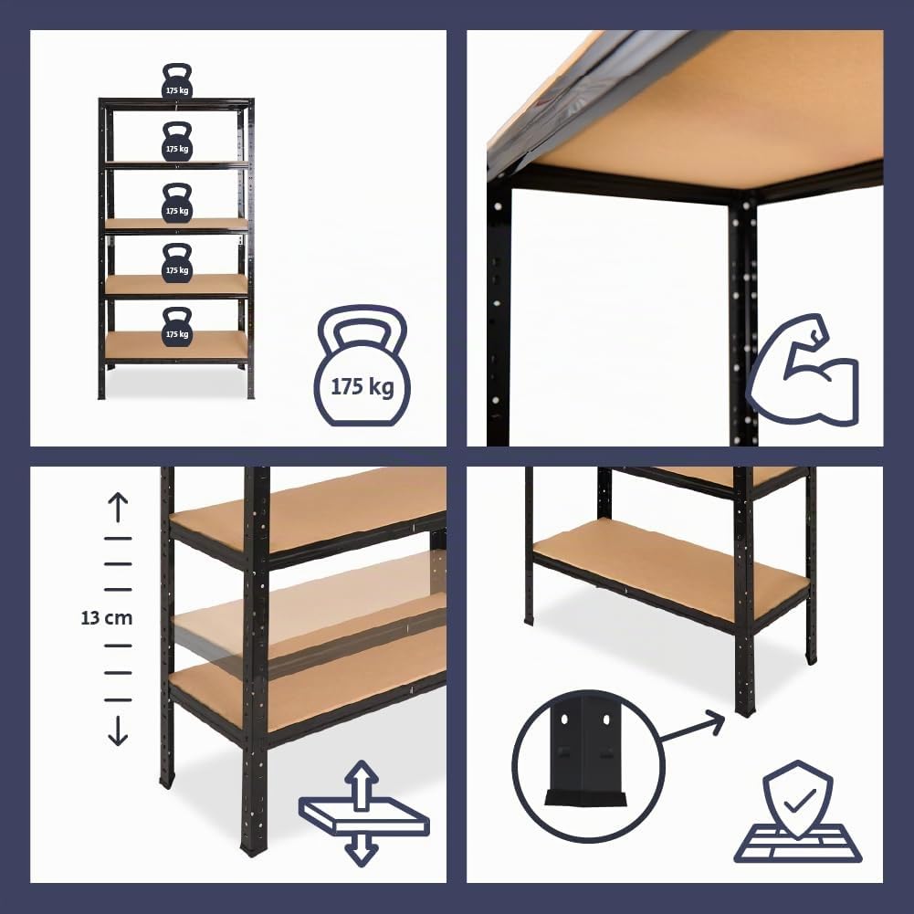 shelfplaza® 90x70x40cm Home Schwerlastregal anthrazit/Metallregal mit 3 Böden/Kellerregal Metall, Garagenregal, Werkstattregal oder Regal Lagerregal/Steckregal Metall mit 175kg Tragkraft