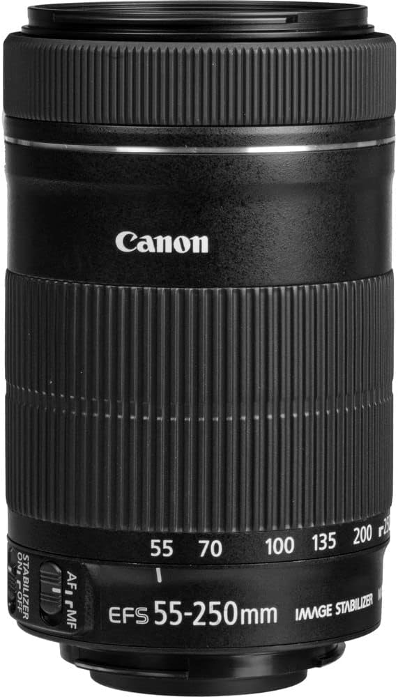 Canon EF-S 55-250mm f/4-5.6 is STM Lens (8546B002) + Filter Kit + Backpack + 64GB Card + Card Reader + Flex Tripod + Memory Wallet + Cap Keeper + Cleaning Kit + Hand Strap + More