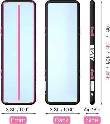 Miniatura 3 de AWSUM - Colchoneta inflable para gimnasia y acrobacias, 8 ó 4 pulgadas de grosor, incluye bomba eléctrica, para hogar, gimnasio o exterior, 10, 13,