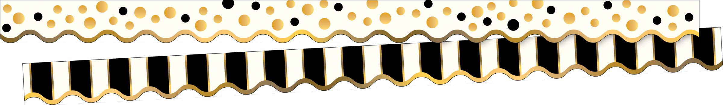 Barker Creek Double-Sided Scalloped Border, Gold Bars, for Bulletin Boards, Reception Areas, Halls, Break Rooms, Office, School, Home Learning Decor, 2.25” x 39’ (902)