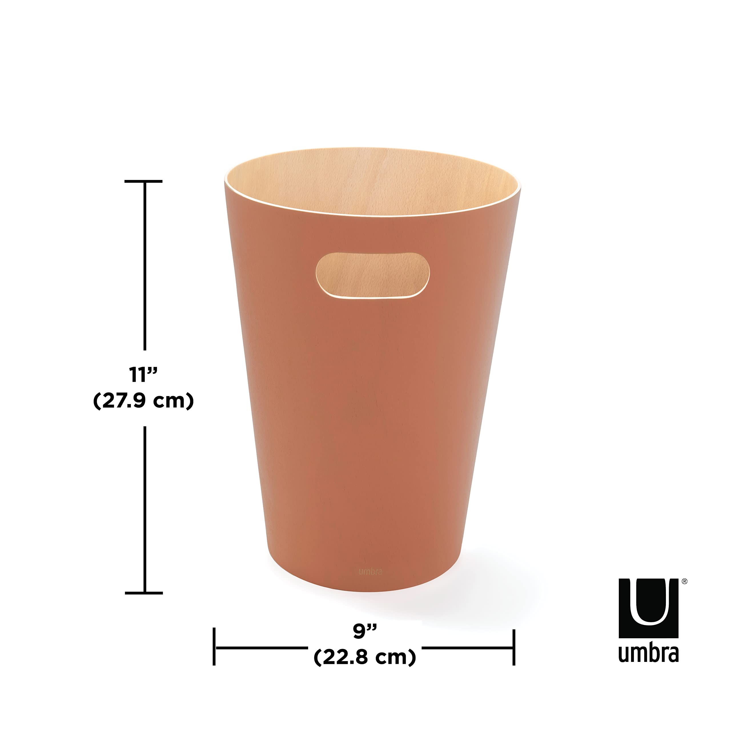 Umbra Woodrow nowoczesny drewniany kosz na śmieci, kosz na śmieci, kosz na śmieci lub kosz do recyklingu do domu lub biura, Sierra