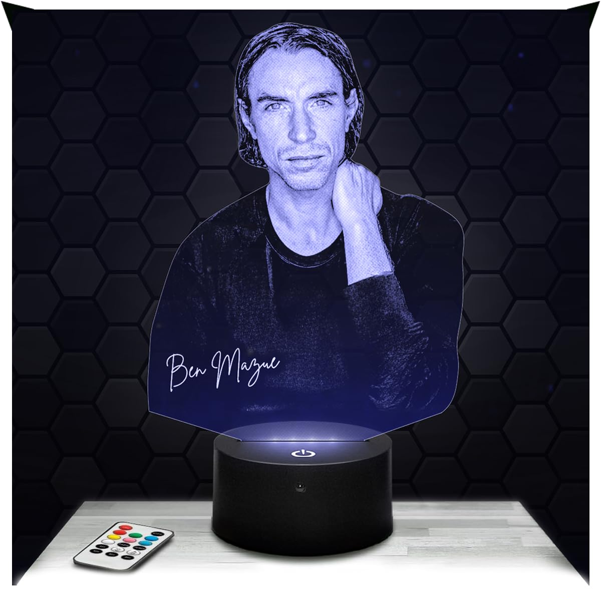 Lampephoto.fr - 3D Lamp Ben Mazué French Author Composer Musician, Ben Mazue Touch LED Night Light, 3D Hologram Effect, Christmas Birthday Gift Idea for Men Women, Bedroom Decoration Object