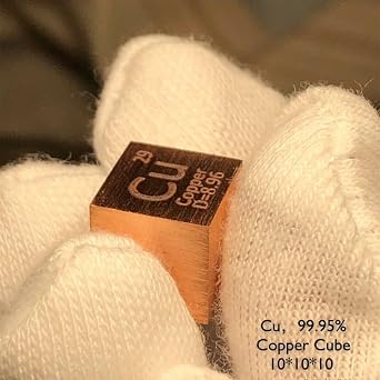 10mm Copper Cube, 99.95% High Purity Metal Cu Block, for Element Sample Collection, Classroom Demonstrations, Scientific Research and Laboratory Experimental Projects