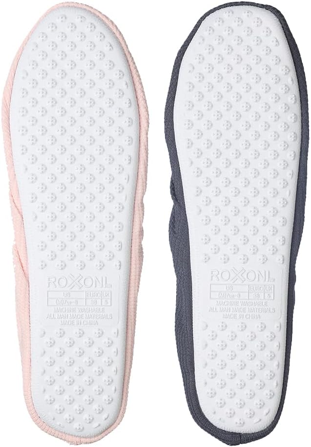 Roxoni Women's Terry Classic Cotton & Velour Ballerina Slippers (Pack of 2) - Image 5