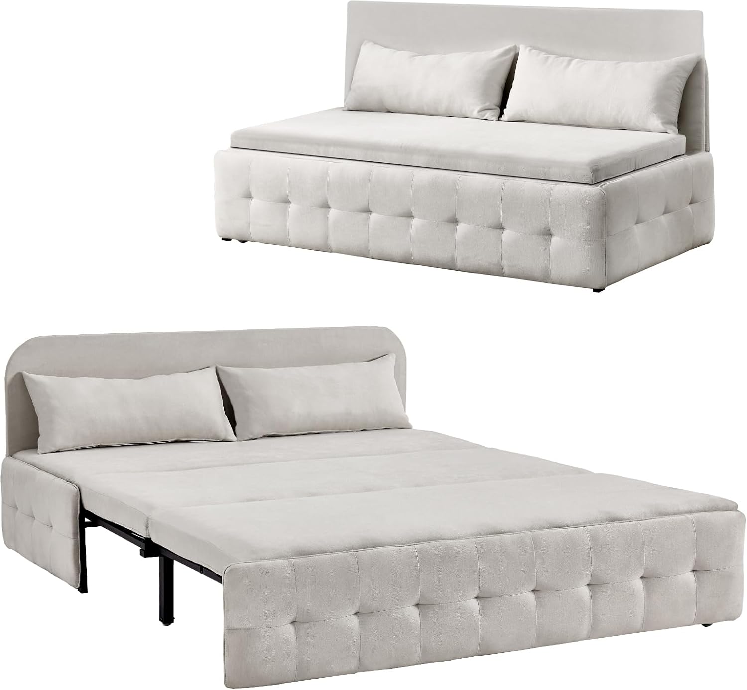 HOMNSO Convertible Queen Sleeper Sofa Bed,2in1 Futon Sofa