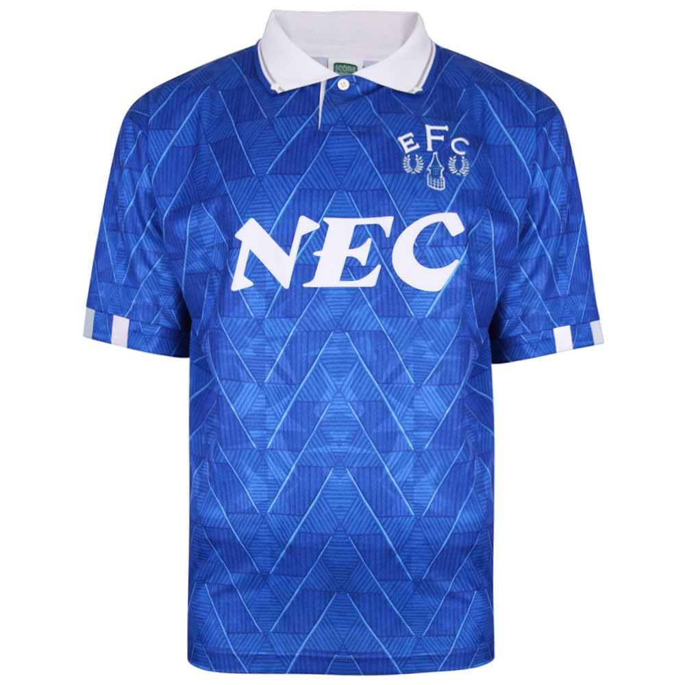 Score Draw Everton 1990 Home Retro Football Shirt Blue XX-Large Polyester