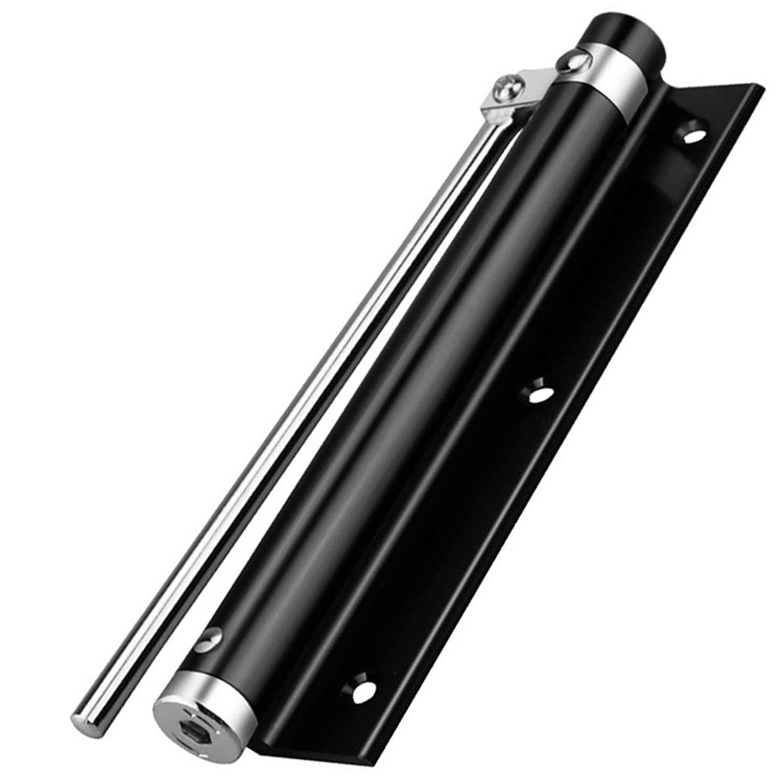zeng Chiudiporta Automatico Regolabile in Acciaio Inox - per Porte Legno/Alluminio 20-40kg - Montaggio Superficiale Nero (2 Pezzi)