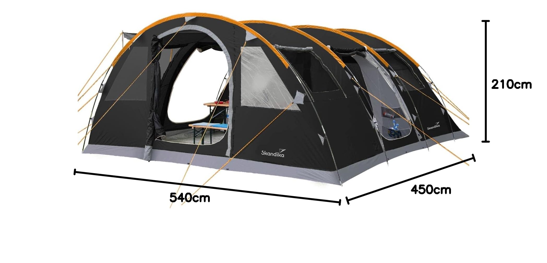 Skandika Tente Tunnel Gotland 6 Protect | Tente de Camping familiale pour 6 Personnes, Tapis de Sol Cousu, étanche, avec Store banne et Passage de câbles | Toile de Tente 6 Personnes