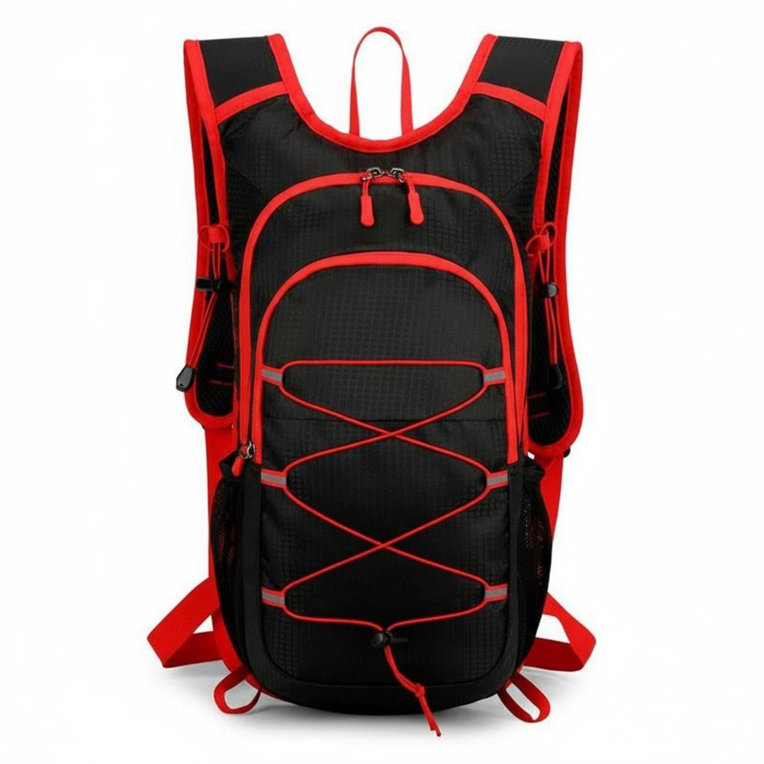 Multi-Pocket Design Cycling Backpack Multiple Pockets Hiking Daypack Adjustable Straps Lightweight Sports Rucksack Breathable Mesh Back for Cyclists, Hikers, Runners, Travel, Red-image-38