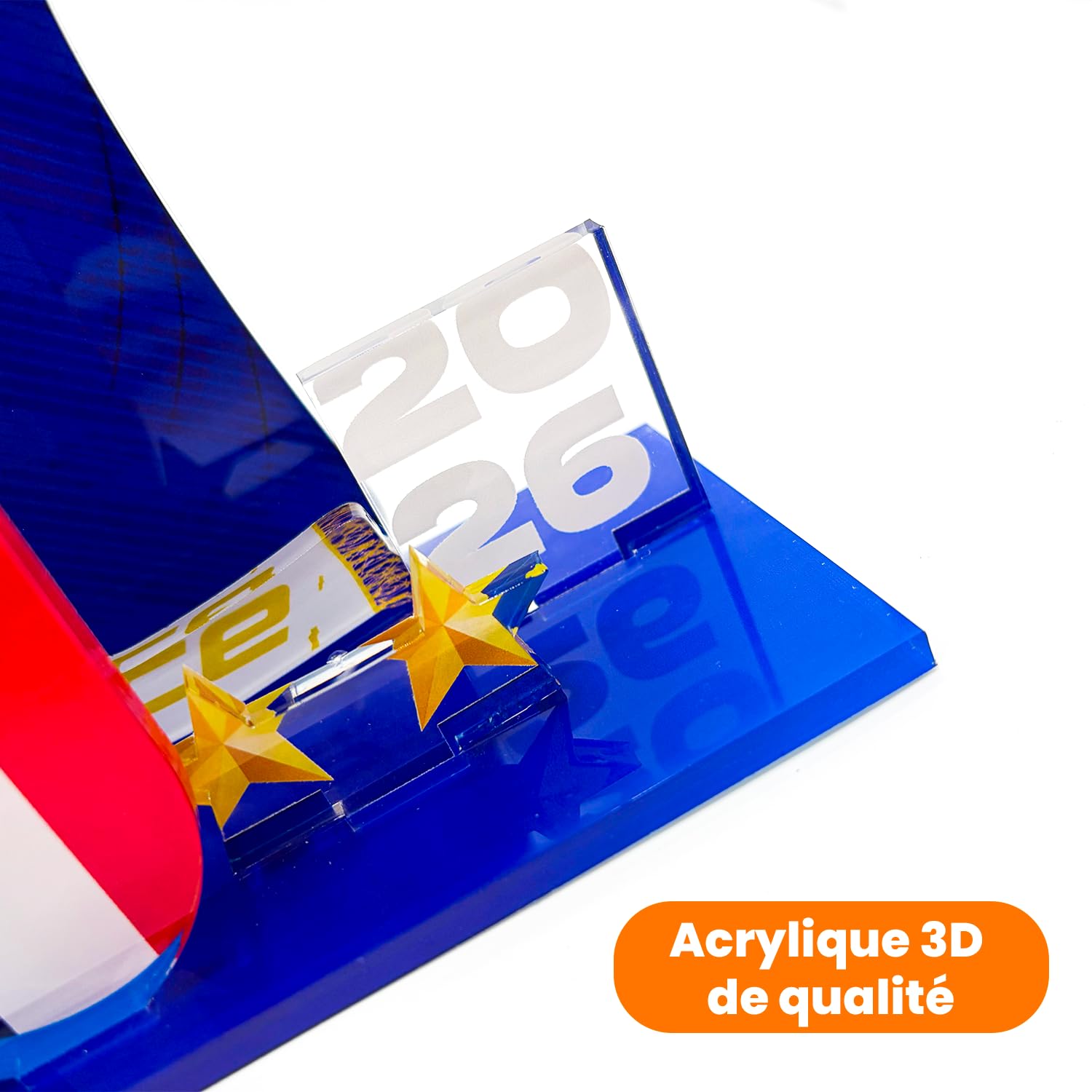 Kit Acrylique 3D Football France – Personnalisable Prénom & Numéro – Coupe du Monde 2026 – Décoration Supporter – Fabriqué en France (Bleu) | Personnalisable – Prénom & Numéro au choix
