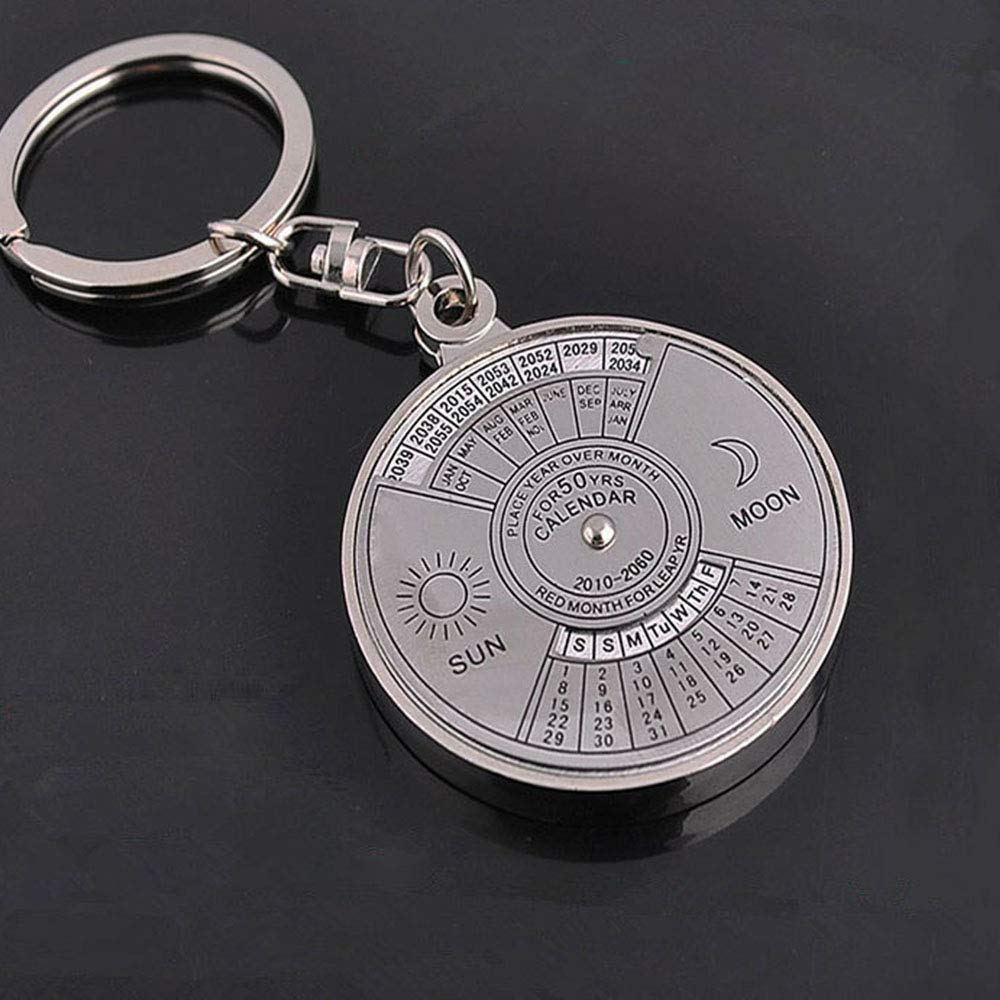 Acxico 2Pcs 50 Years Perpetual Calendar Keyring Vintage