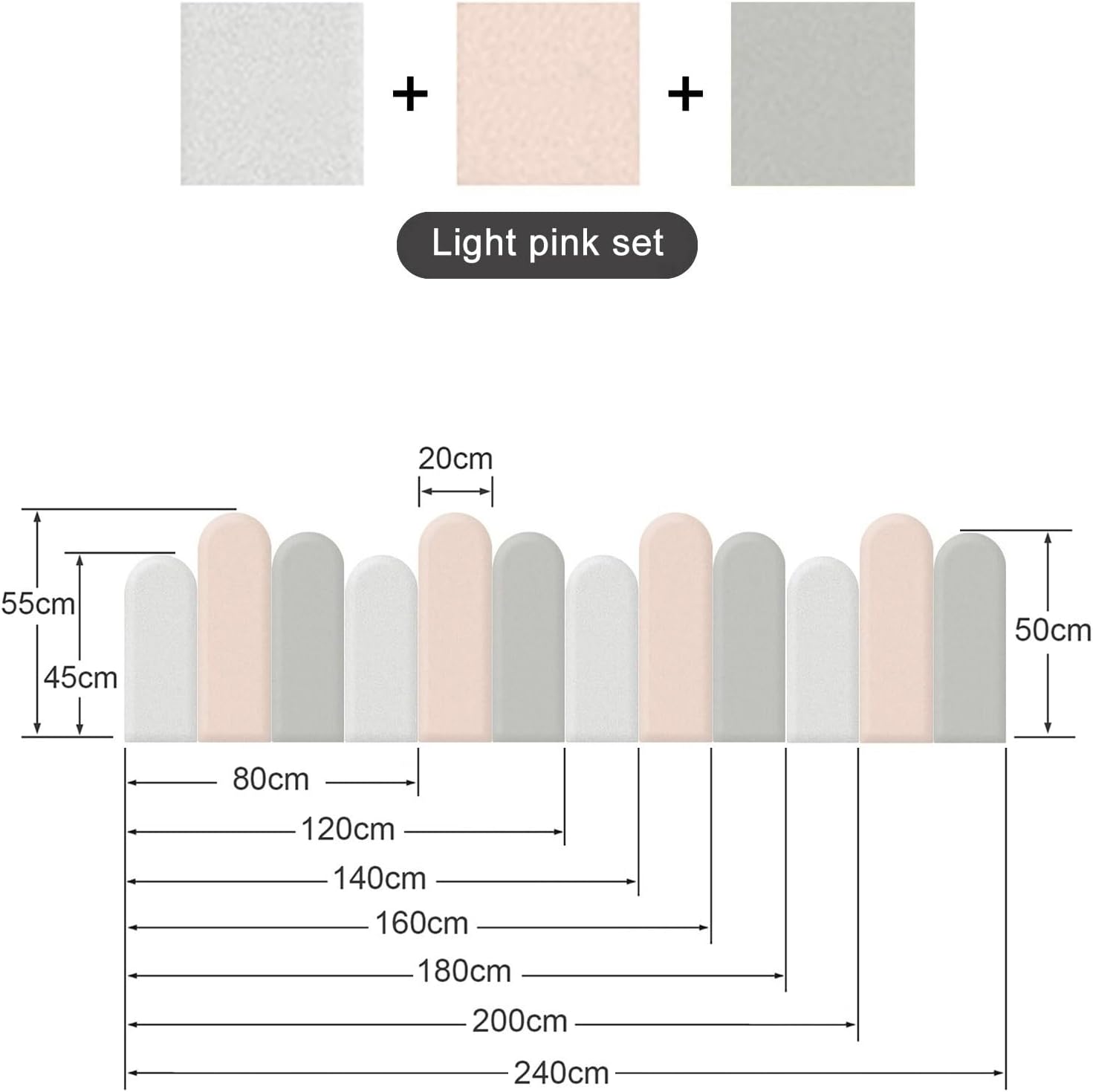 3D Wall Panels Headboard Self-Adhesive Bed Headboard Thicken Tatami Nursery Anti-Collision Wall Padding for Bedroom Playroom(Light Pink,200x55cm)