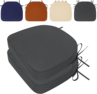 RUIXUAN 2pcs Stuhlkissen mit Bändern 50x50x8 Set für den Außenbereich, wasserdichte Schaumstoff Sitzkissen Garten Sitzpolster Stuhl Terrassenstuhlkissen m Esszimmerstuhl Stuhlauflage (grau-2pcs)