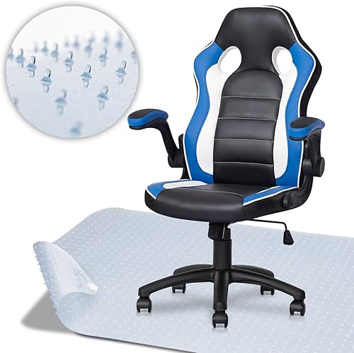 Magshion Silla de juegos con reposabrazos abatibles, silla de juegos de computadora para el hogar con alfombrilla de altura ajustable, silla de