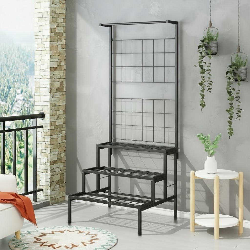 Balcony Plant Stand - 3 Tier Metal Rack -3