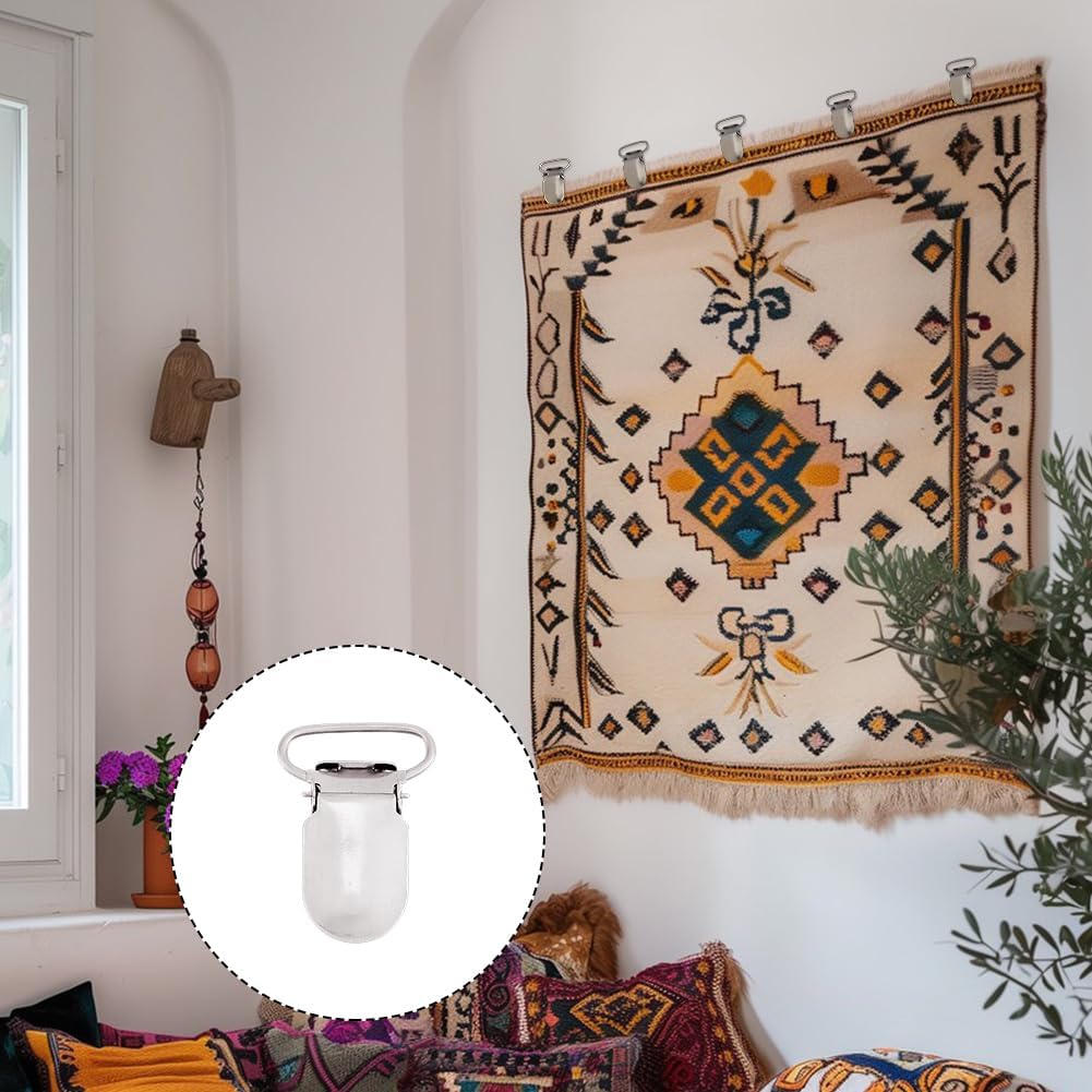 SUPERFINDINGS 30Pcs Heavy Duty Rug Hanging Clips Iron Rug Clips Hanging Wall Clips Rug Hangers Rug Grippers for Blanket and Tapestry Hangers 20mm Width