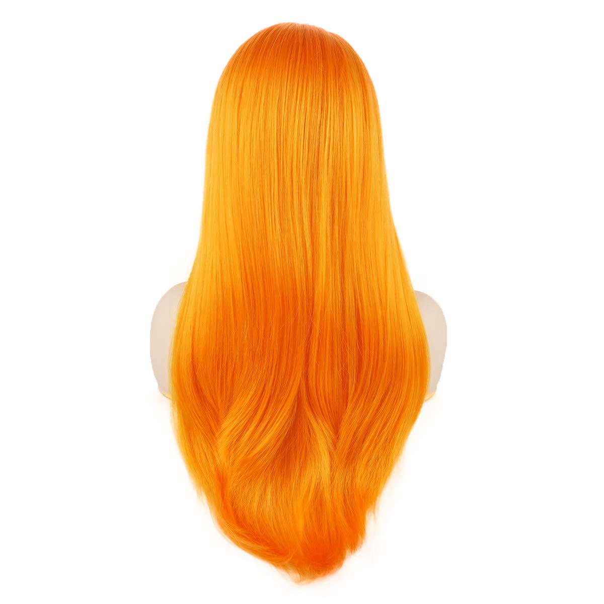 Hair Straight Long 24inch Orange Heavy Density Realistic Synthetic Lace Front Wigs