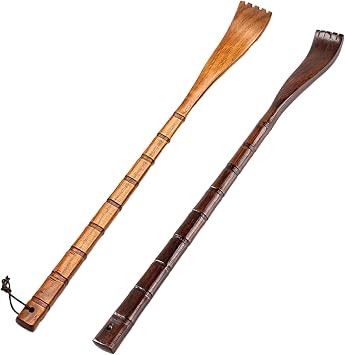 Backscratcher,Back Scratcher 2Pcs 19in Smooth Manual Wooden Back Scratcher for Itch Relief Handheld Bamboo Joint Back Scratchers for Adults Elderly Men Women, Square