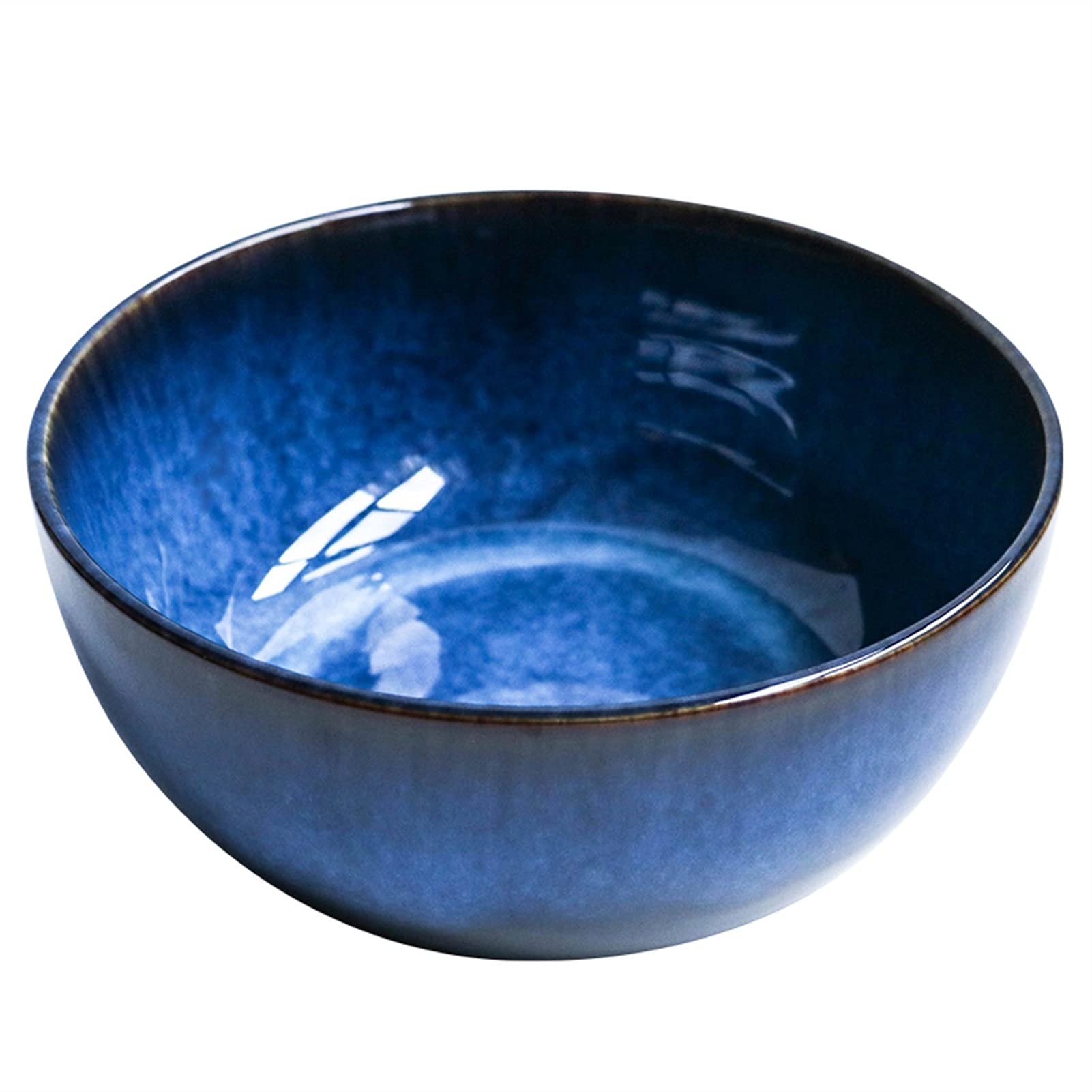 8inch Japanese-style Tableware ceramic bowl salad bowl Creative large noodle bowl Soup bowl Retro household bowl (Color : A)