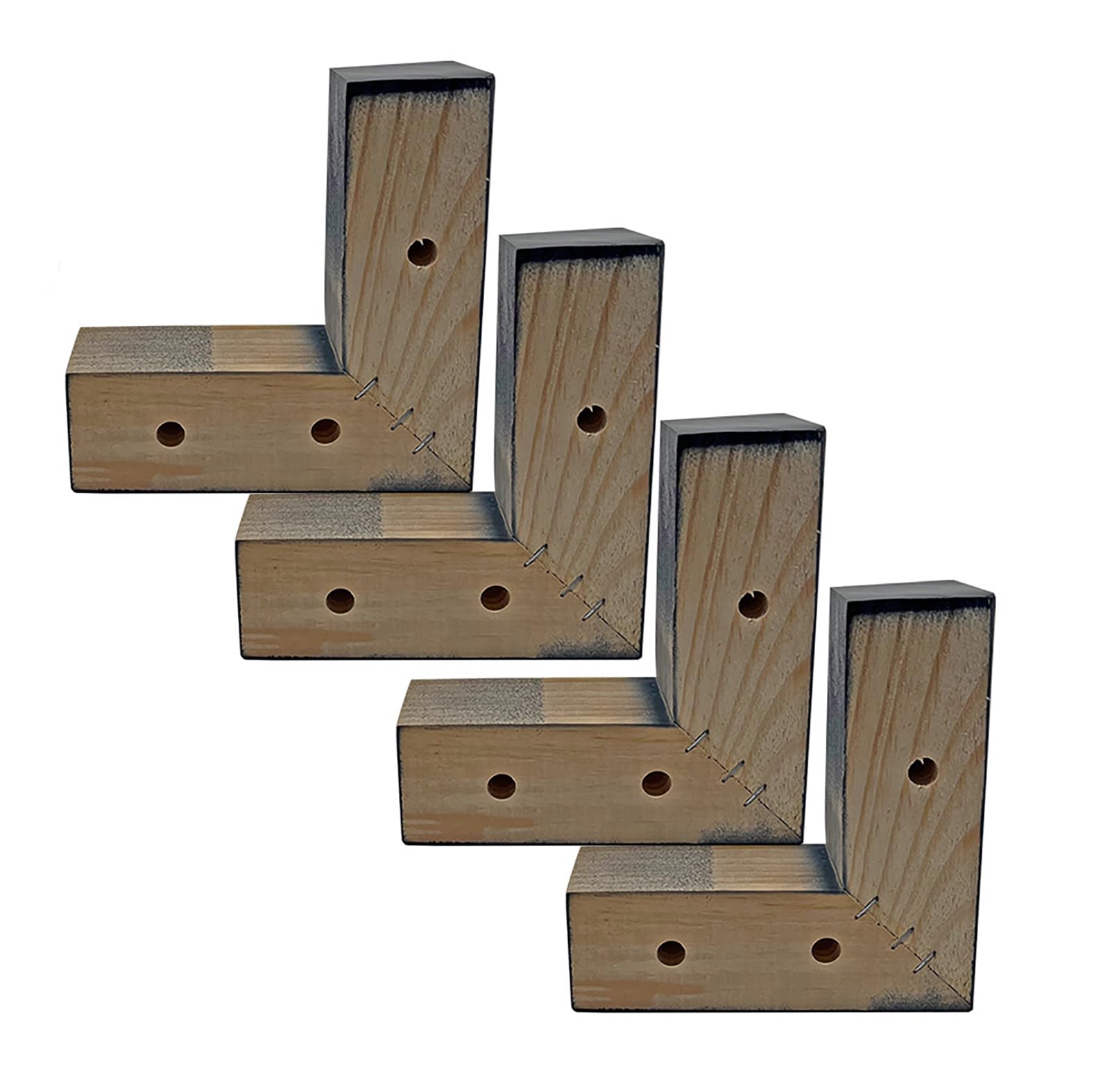 Pieds de canapé en bois en L noirs 5 cm | Lot de 4