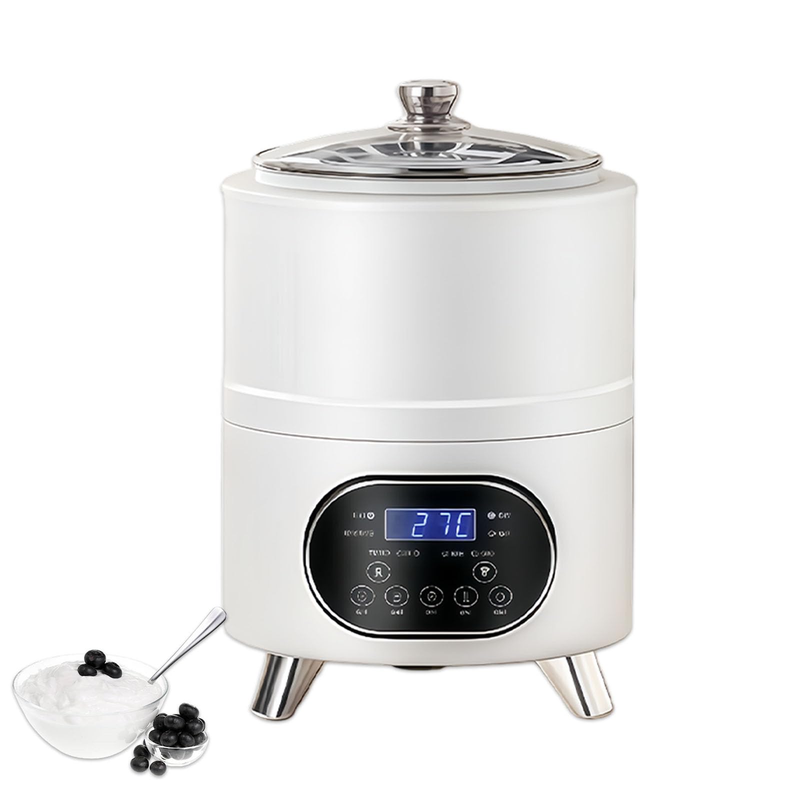 XNXYSMKJ Yogurt Maker,Stainless Steel Automatic Fermentation Machine W/Temperature Settings for Homemade Yogurt,Sourdough,for Longevity (White 8L)