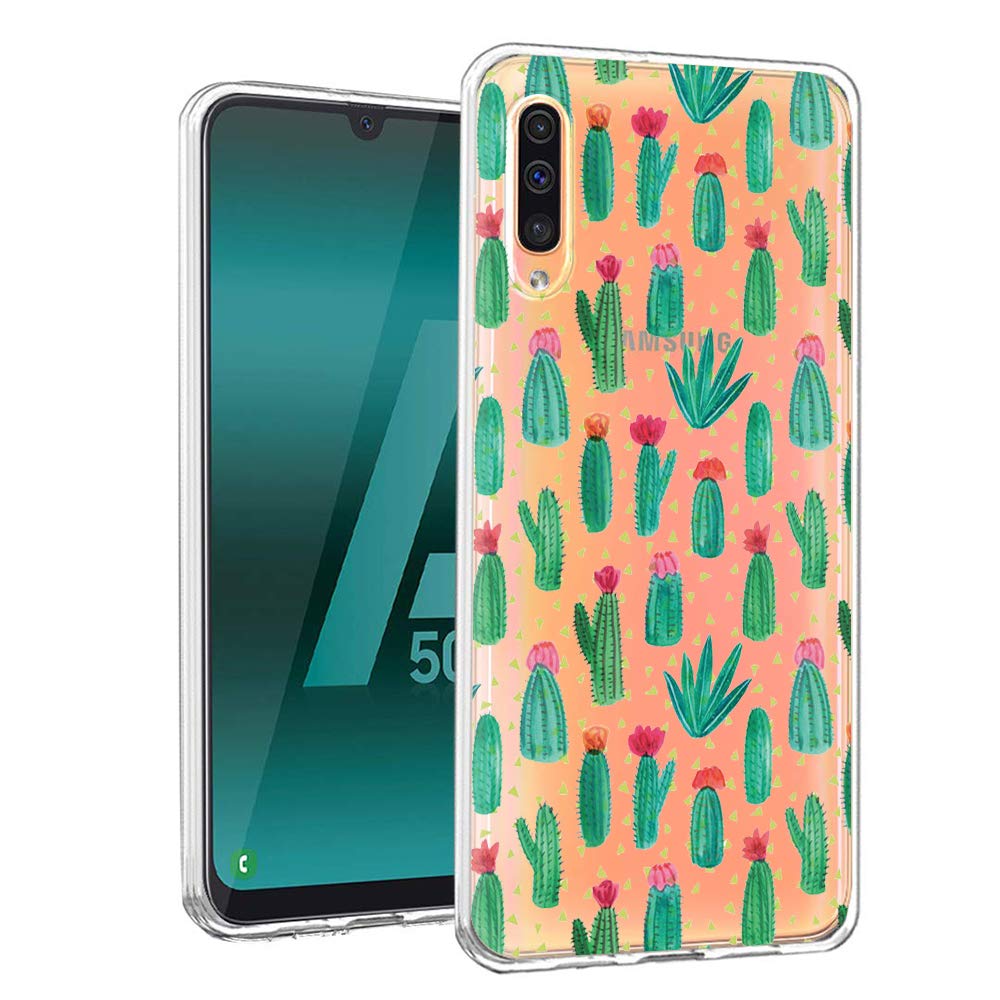 Eouine Samsung Galaxy A50 / A30S / A50S Case, Phone Case Transparent Clear with Pattern Ultra Slim Shockproof Soft Gel TPU Silicone Cover Bumper Skin (Cactus)