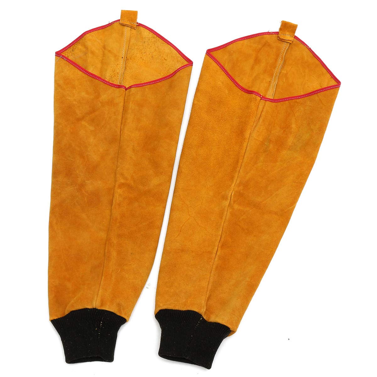 1 paire de manchons de soudage en cuir de vache avec manchette élastique pour protéger les soudeurs