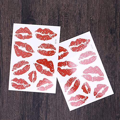 6Pcs Red Lips Tattoo Stickers, Small Temporary Kiss Stickers Water- Proof Body Art Tattoo Stickers For Women Girls Kids Decorations Tattoo #TOP7