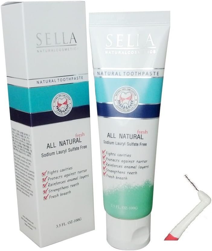 Korean All Natural Ingredients FDA Approved Whitening Fluoride And SLS FreeToothpaste No Chemical Composition - 120 gm Bundle With Free Interdental Brush - 1 pcs