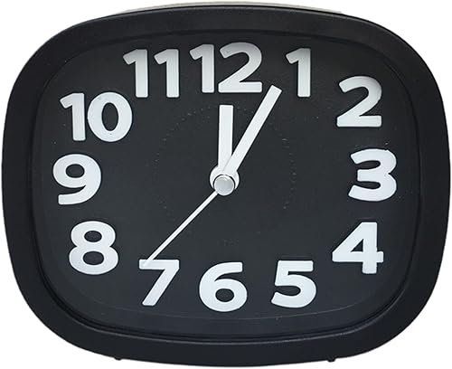 Miniatura 1 de Reloj despertador para dormitorio, reloj de escritorio, sin tictac, de plástico, pequeño, analógico, despertador, suministros para el hogar, reloj