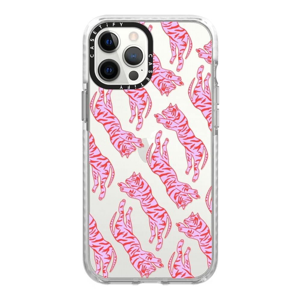CASETiFYImpact iPhone 12 Pro Max Case [6.6ft Drop Protection] - Tigers by Grace Owen - Clear Frost