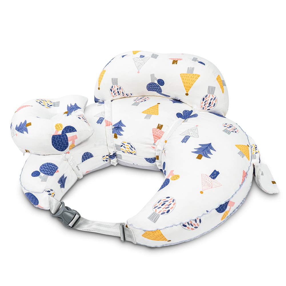 PAMYONursing Pillow and Positioner for Baby Breastfeeding with Detachable Pocket, Head Pillow & Surround Pillow