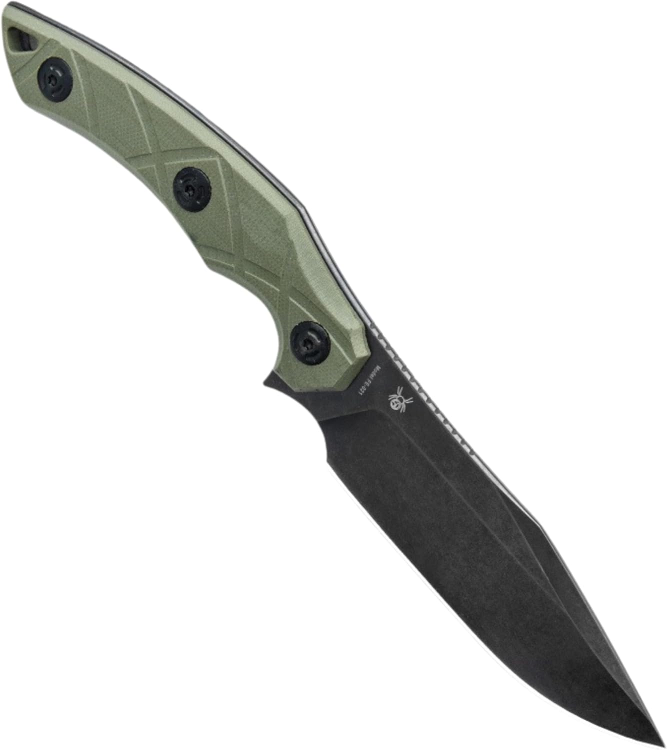 Fox Edge Lycosa FE-021 Fixed Blade Knife, 4.84in 8Cr13MoV Drop Point Full Tang Blade, G10 Handle, Kydex Sheath, Outdoor Survival Camping Knife (OD Green)