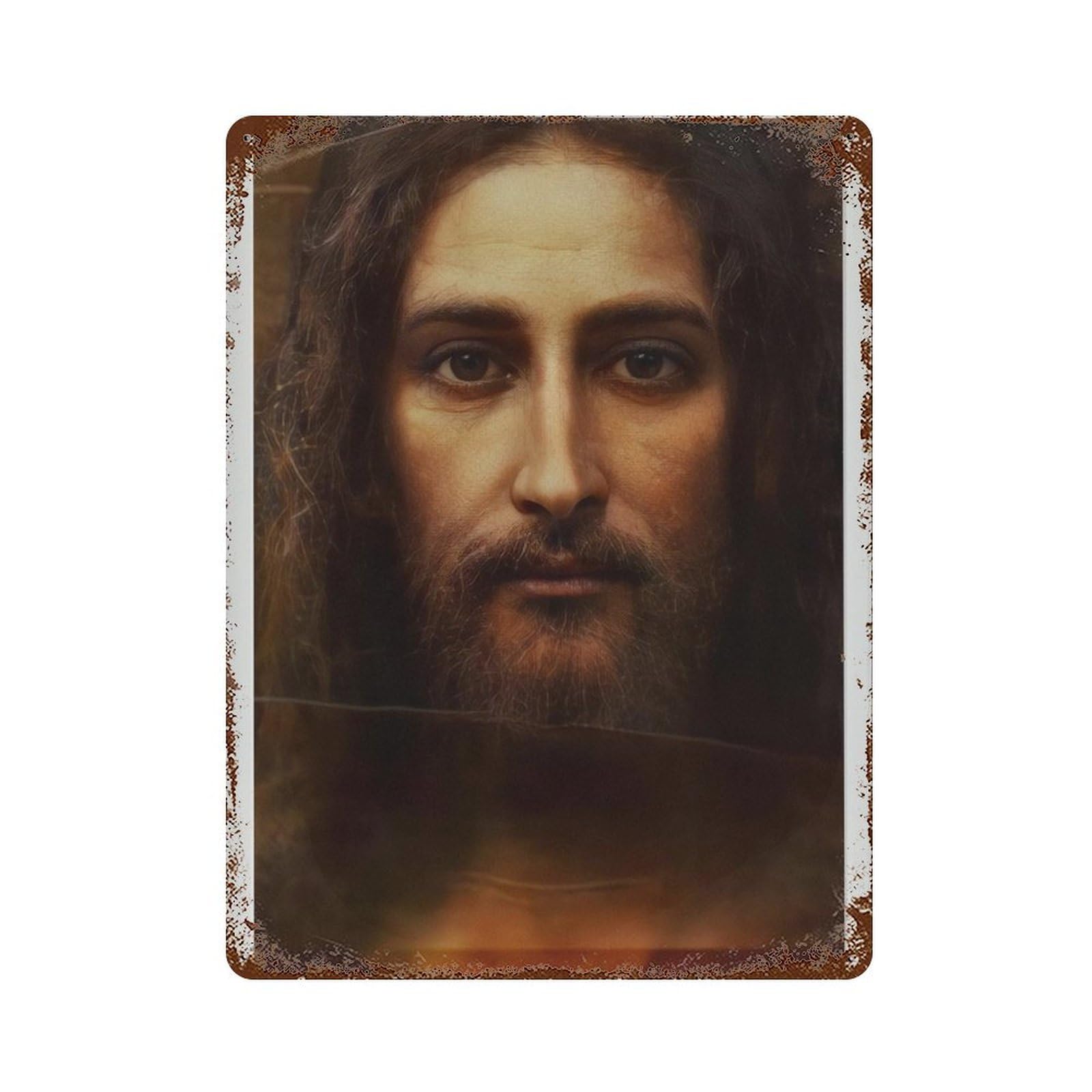 xiaoxiaoshen Sacred Jesus Portrait Shroud of Turin Inspired Christian Wall Decor Art Metal Tin Poster Modern Home Decor Art Home Bar Shop Decorations Vintage Sign 40x30cm