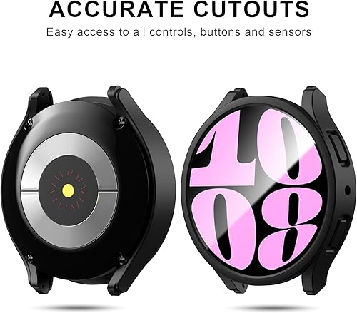 Miniatura 2 de 2+4 Paquete de protectores de pantalla para Samsung Galaxy Watch 6 de 1.575 pulgadas, JZK 2 funda protectora de policarbonato duro + 4 protectores